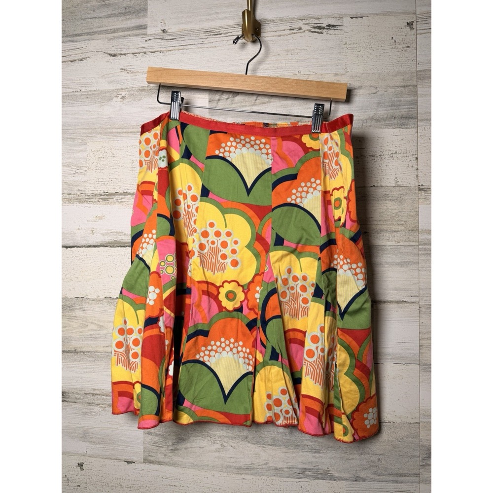 Vintage 60s 70s Mod Floral Skirt Altered Psychedelic Flower Power A Line Midi